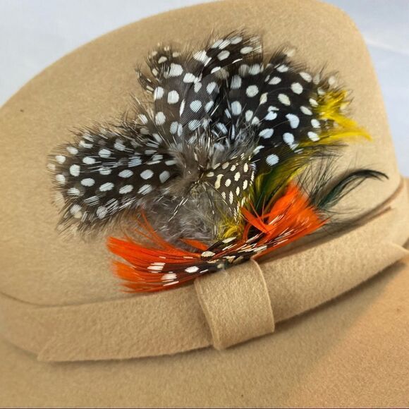 Vintage Adolfo II Fedora Style Wool Hat with Feathers and Hat Band - Picture 2 of 13